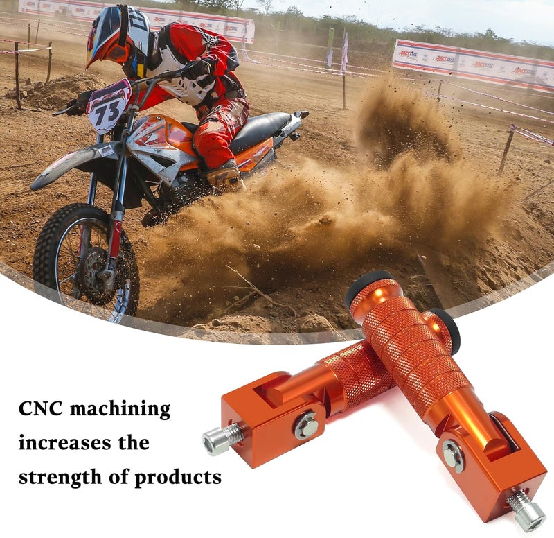 VUOZIP M8 Universal CNC Motorcycle Foot Pegs Degree Foldable Bike Pegs Aluminum Fit Electric Car Motorbike Scooter Mini Bike Ebike Dirt Bike Go Kart Honda Yamaha Suzuki Aprilia Super73 (Orange, Type A) - Image 3